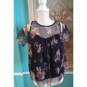 Black lace cold shoulder top